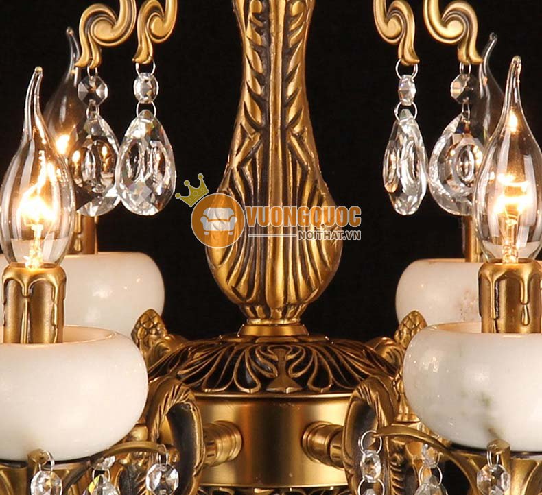 Đèn chùm đồng chao đá trắng ATL8659-13